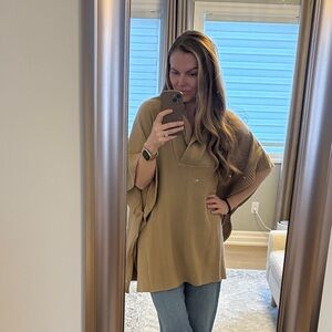 Elegant Tan Knit Poncho Top